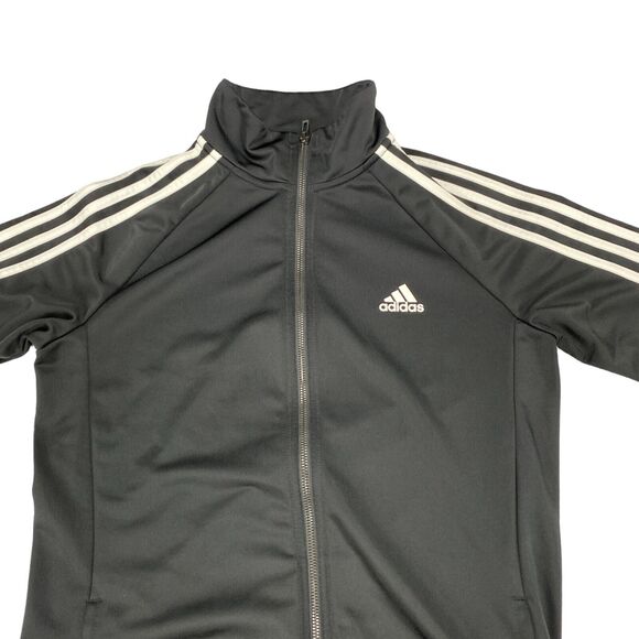 adidas Track Jacket Womens Medium Black Polyester Logo Long Sleeve Full Zipper - Picture 9 of 16